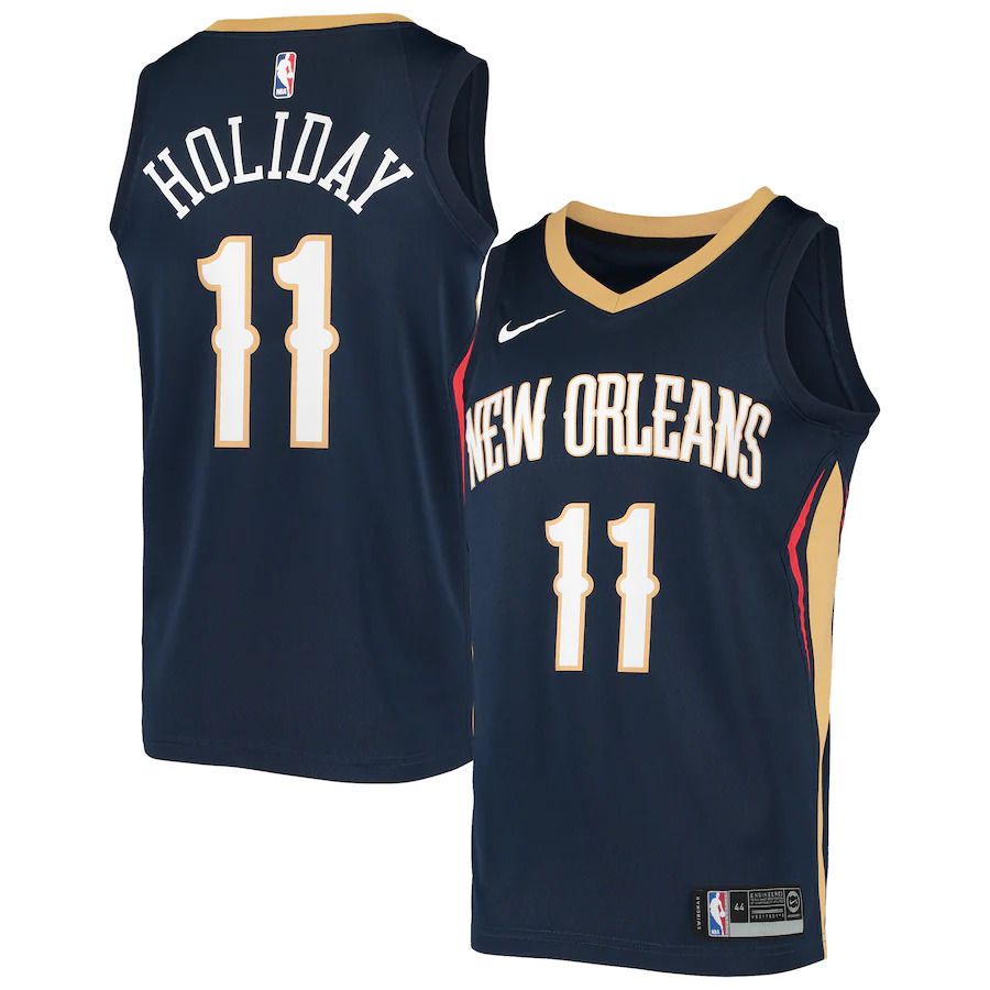 Men New Orleans Pelicans #11 Jrue Holiday Nike Navy Swingman NBA Jersey